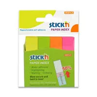Samolepicí záložky Hopax Stick’n Notes - 50 x 12 mm, 4 x 100 listů, neonové