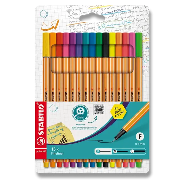 Liner STABILO point 88 - sada 15 barev