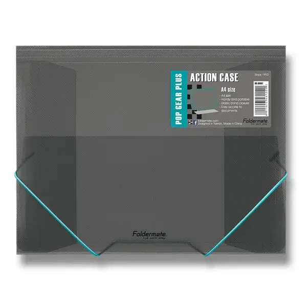 Tříchlopňové desky s gumou FolderMate Pop Gear Plus, A4 - kouřová