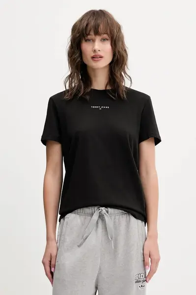 Tričko Tommy Jeans dámské, černá barva, DW0DW21964