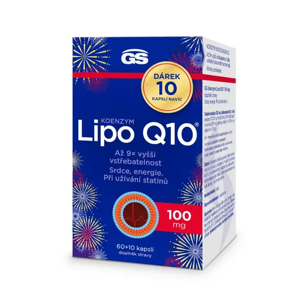 GS Koenzym Lipo Q10 100 mg 60+10 kapslí NAVÍC