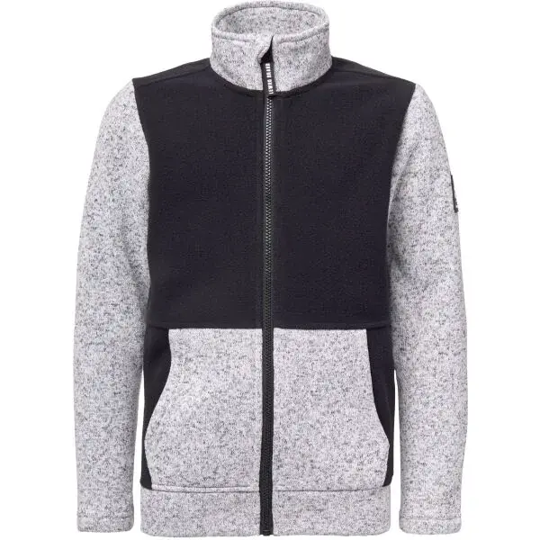 Lewro BILGE Dětská fleecová mikina svetrového vzhledu, šedá, velikost 140-146