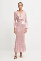 Šaty Bardot růžová barva, maxi, 59613DB2