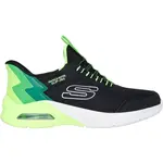 Skechers MICROSPEC MAX - BRISK STRIPE Dětská vycházková obuv, černá, velikost