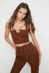 Hnědá halenka s popruhy od Trendyol Design