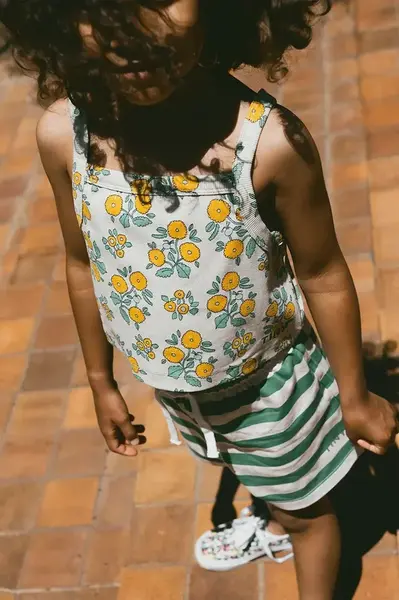 Dětský top Tinycottons FLOWERS TOP béžová barva, SS25-040