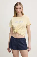 Bavlněné tričko Hollister Co. žlutá barva, KI357-5000