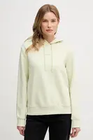 Bavlněná mikina Calvin Klein Jeans dámská, béžová barva, s kapucí, s aplikací, J20J225364