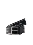 Calvin Klein Opasky 'Rounded Buckle Logo Webbing'  svetlosivá / čierna