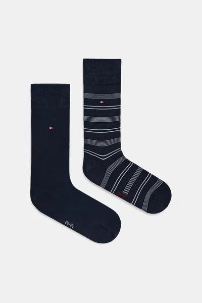 Ponožky Tommy Hilfiger 2-pack pánské, tmavomodrá barva, 701232601
