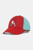 Dětská bavlněná kšiltovka United Colors of Benetton červená barva, s potiskem, 6LDDGA01B