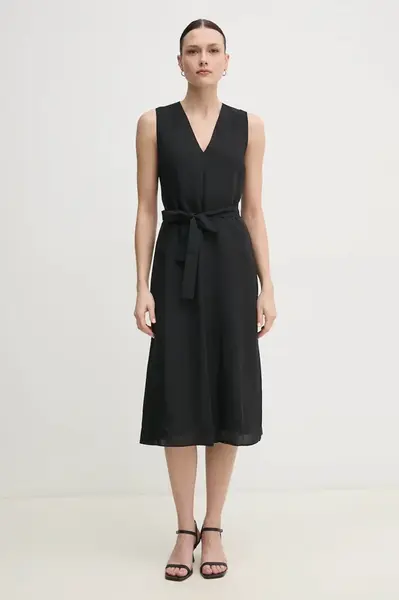 Šaty s příměsí lnu Calvin Klein