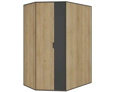 Rohová šatníková skriňa Nemo, dub/grafit%