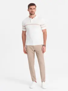 Ombre Men's classic cut pants in fine check - sand