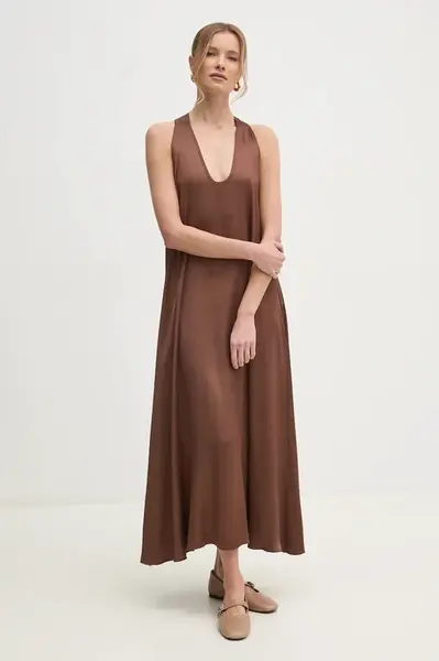 Šaty Fracomina hnědá barva, maxi, oversize, FS25SD3005W64101