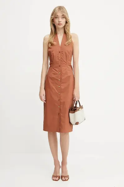 Bavlněné šaty Marciano by Guess PAT hnědá barva, mini, 5GGK43 7315A