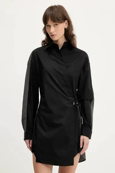 Bavlněné šaty Diesel D-ELPHI-DEN DRESS černá barva, mini, A17387.0CBCP