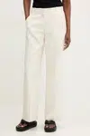 Kalhoty Abercrombie & Fitch dámské, béžová barva, široké, high waist, KI156-5366