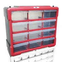 Organizér - skříňka plastová, 12 šuplíků, červená - MAGG 120297