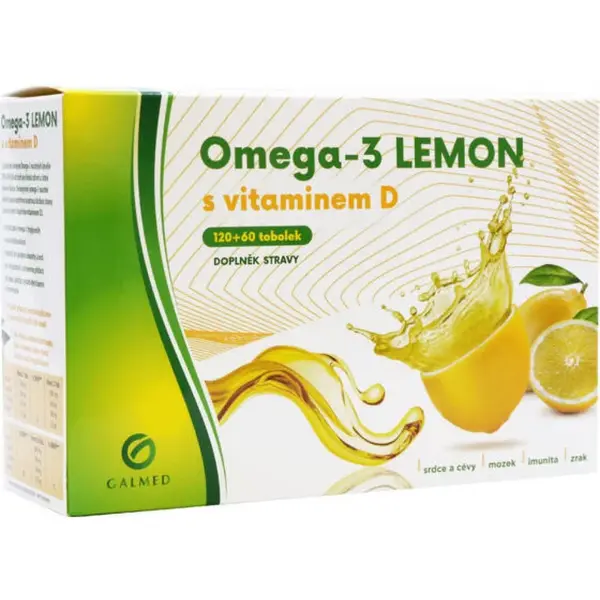 Omega-3 Lemon rybí olej s vitaminem D 180 tobolek Galmed