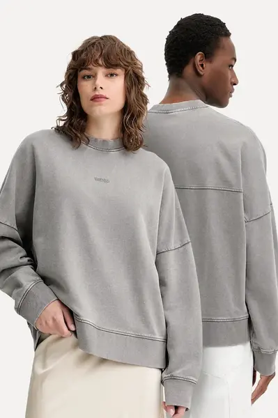 Bavlněná mikina Won Hundred šedá barva, hladká, 3726-12087