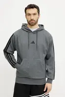 Mikina adidas Essentials pánská, šedá barva, s kapucí, s aplikací, JW4308