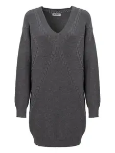 Influencer Pletené šaty  sivá