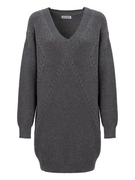 Influencer Pletené šaty  sivá