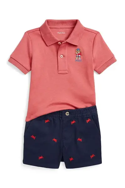 Dětská bavlněná souprava Polo Ralph Lauren růžová barva, 320965274001