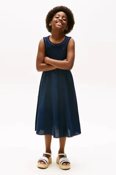 Šaty Tommy Hilfiger tmavomodrá barva, mini, KG0KG08474