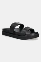 Pantofle Calvin Klein Jeans FLAT MOLDED DOUBLEBAR SANDAL LTH pánské, černá barva, YM0YM01226