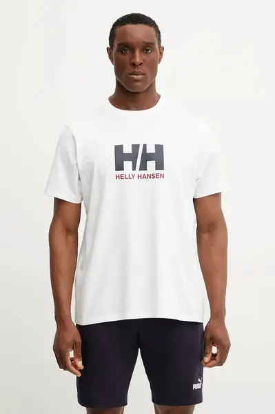 Bavlněné tričko Helly Hansen HH LOGO bílá barva, s potiskem, 54596