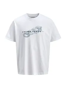 JACK & JONES Tričko 'JCOFUSION'  sivá / čierna / biela