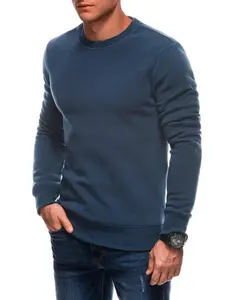 Edoti Men's uniform BASIC round neck sweatshirt - navy blue