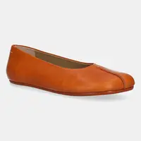 Nubukové baleríny MM6 Maison Margiela oranžová barva, S59WZ0097