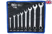BGS technic Očkoploché palcové klíče Whitworth, velikosti 1/8” až 9/16”, sada 8 ks - BGS 1199