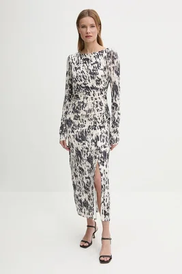 Šaty Sisley béžová barva, maxi, přiléhavé, 4QFRLV070
