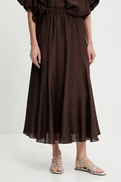 Sukně Answear.LAB hnědá barva, maxi, áčková