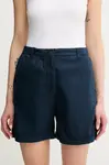 Kraťasy Tommy Hilfiger dámské, tmavomodrá barva, high waist, WW0WW44762