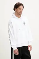 Bavlněná mikina Guess Jeans pánská, bílá barva, s kapucí, s potiskem, M5GQ21 KCPR1