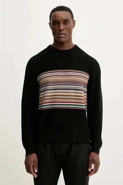 Vlněný svetr Paul Smith pánský, černá barva, lehký, M1R-253Z-P02589