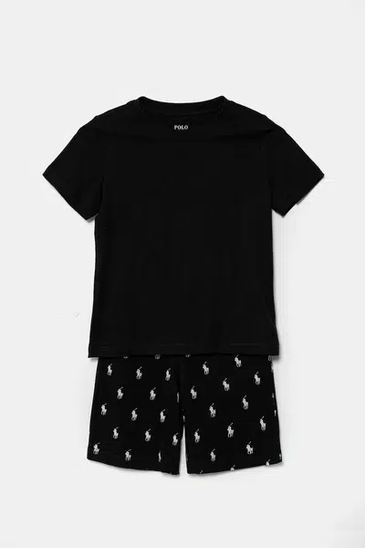 Dětské bavlněné pyžamo Polo Ralph Lauren černá barva, 8P0250