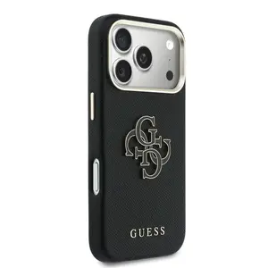 Zadní kryt Guess PU Resin Logo pro Apple iPhone 17 Pro, černá