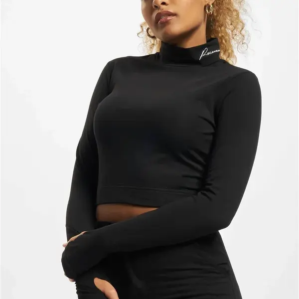 Černý crop top s dlouhým rukávem