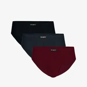 Klasické pánské slipy ATLANTIC 3Pack - černé/šedé/vínové