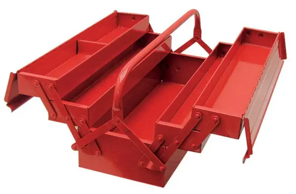 Rozkládací montážní skříňka - basa na nářadí, plechová, 42 x 20 x 20 cm - MAGG BOXFE