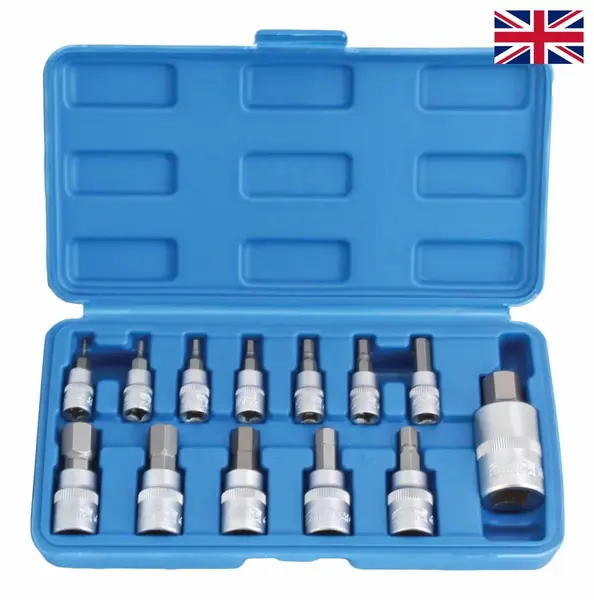 Zástrčné hlavice Imbus 1/4", 3/8" a 1/2", palcové 5/64" - 9/16", sada 13 ks - SATRA