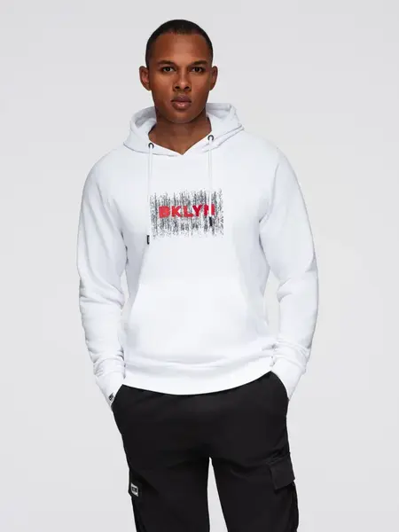 Ombre Men's classic printed kangaroo sweatshirt - white