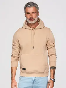 Ombre BASIC men's cotton sweatshirt kangaroo hoodie - beige
