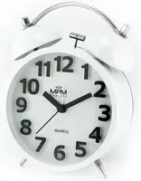 MPM Quality Analogový kovový budík MPM Happy Morning - bílý C01.4056.00